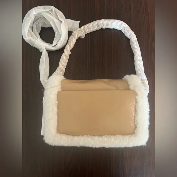 NWT RARE MARC JACOBS Lambskin Shearling The Mini Pillow Bag Iced Coffee